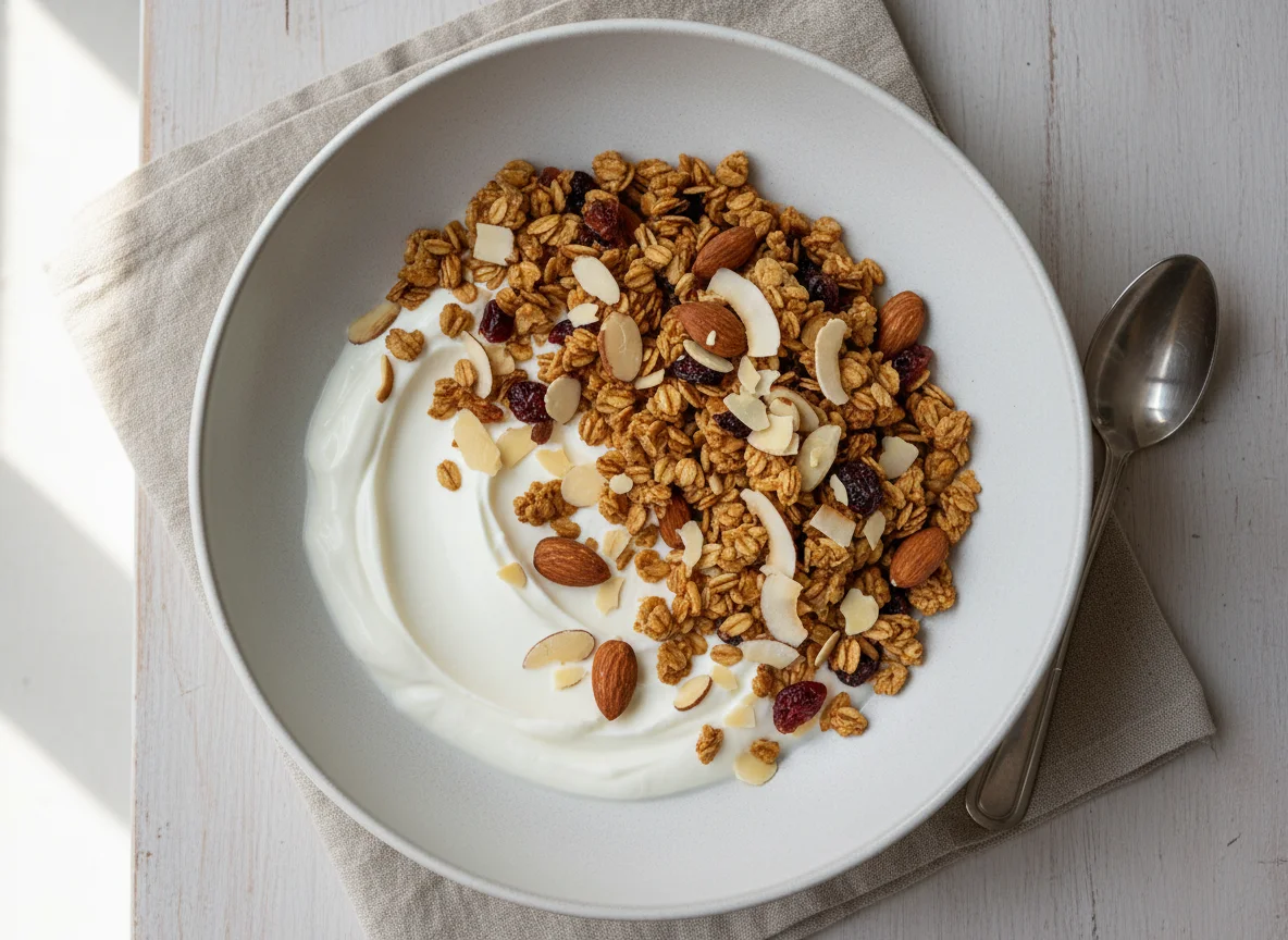 Yogurt Parfait with Granola and Almonds photo
