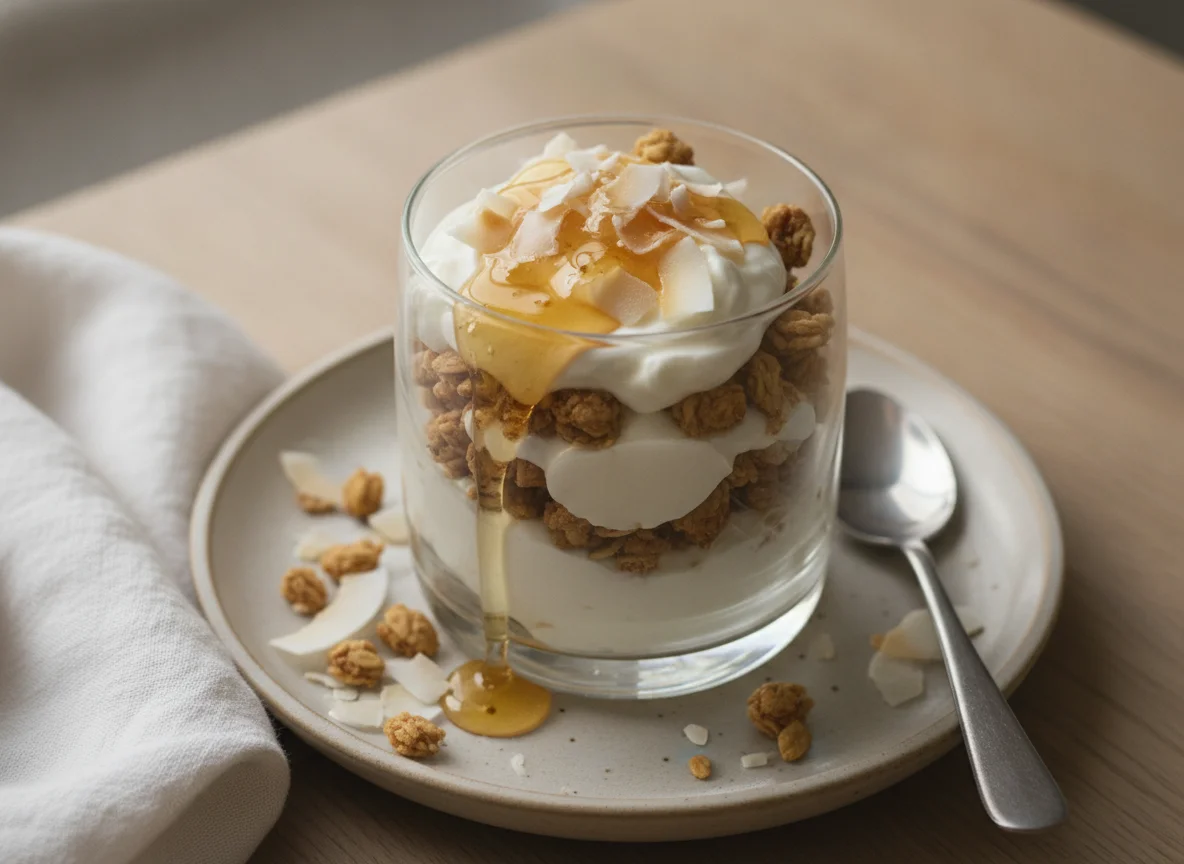 Yogurt Parfait with Granola and Coconut photo