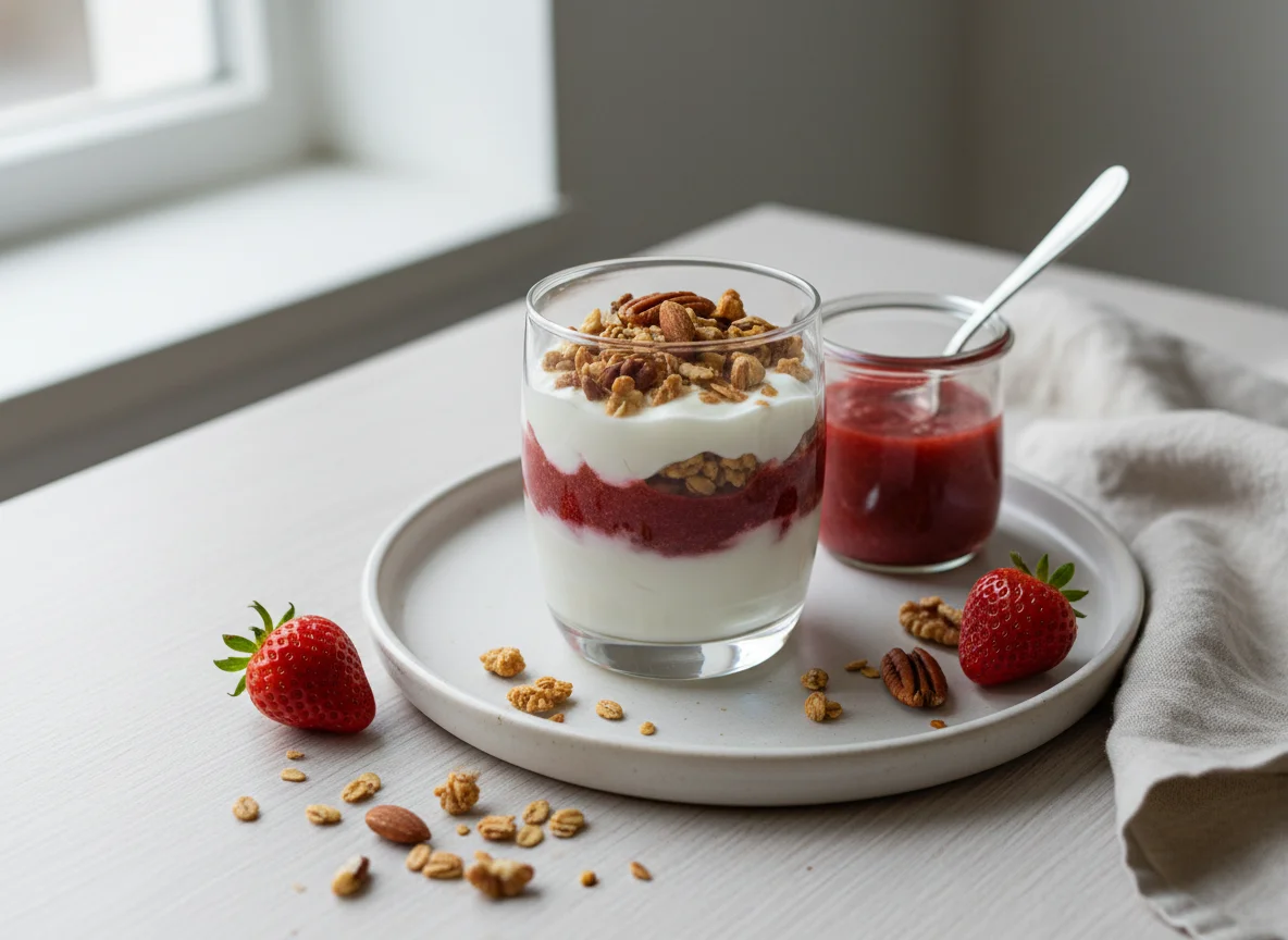 Yogurt Parfait with Granola and Fruit Puree photo
