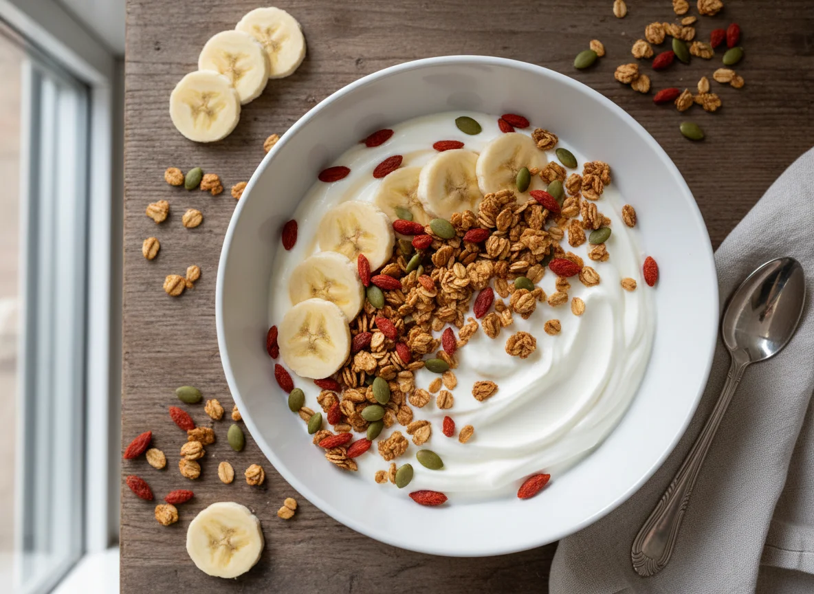 Yogurt with Banana and Granola photo