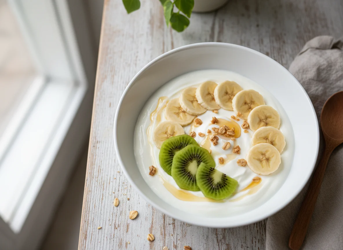 Yogurt with Banana and Kiwi photo