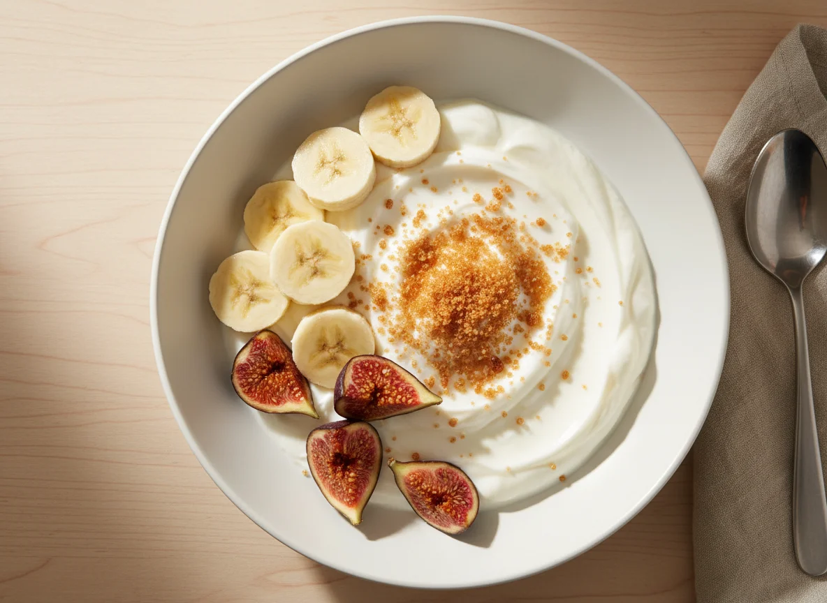 Yogurt with Banana, Figs, and Brown Sugar photo