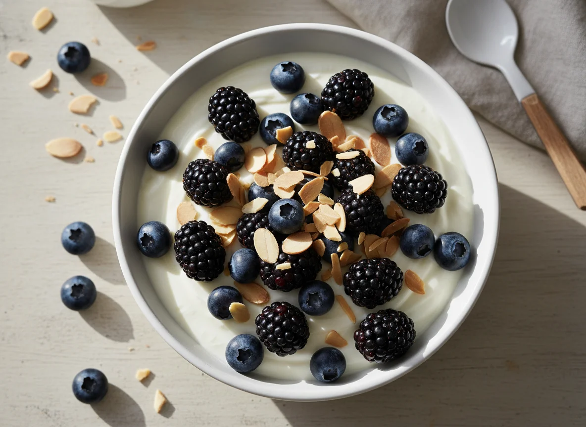 Yogurt with Berries and Almonds photo