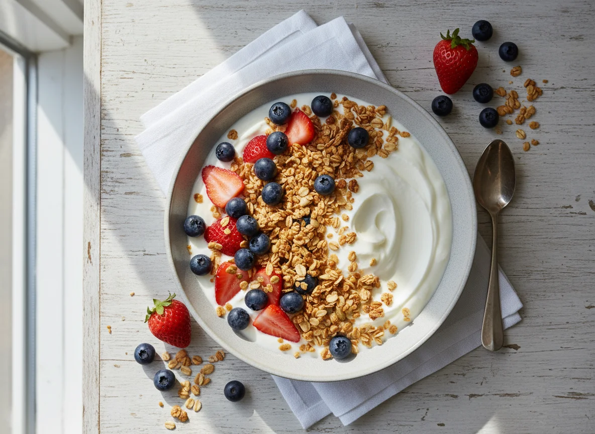 Yogurt with Berries and Granola photo