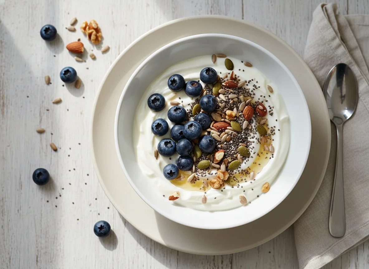 Yogurt with Berries and Seed Mix photo