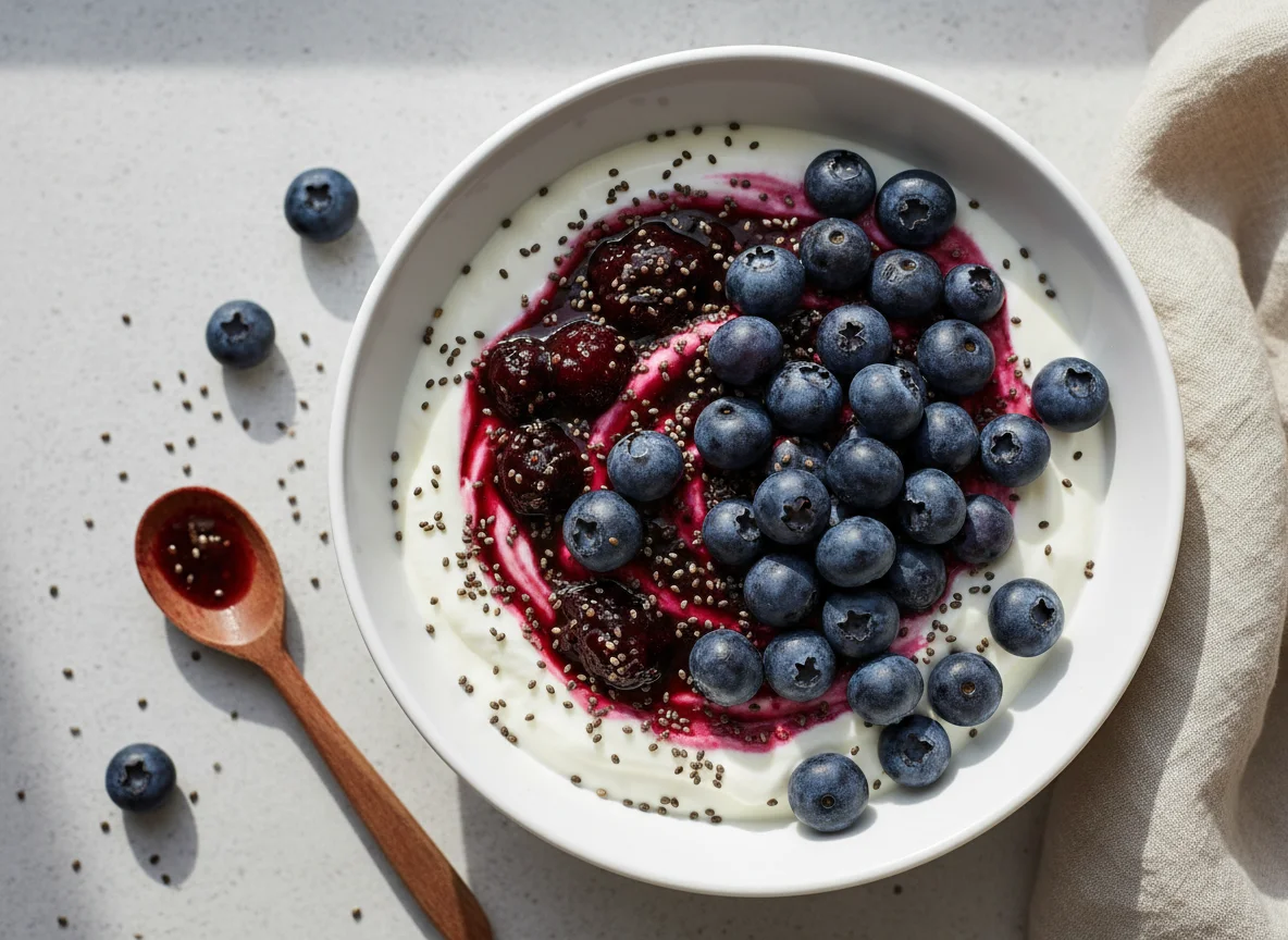 Yogurt with Blueberries and Chia Seeds photo