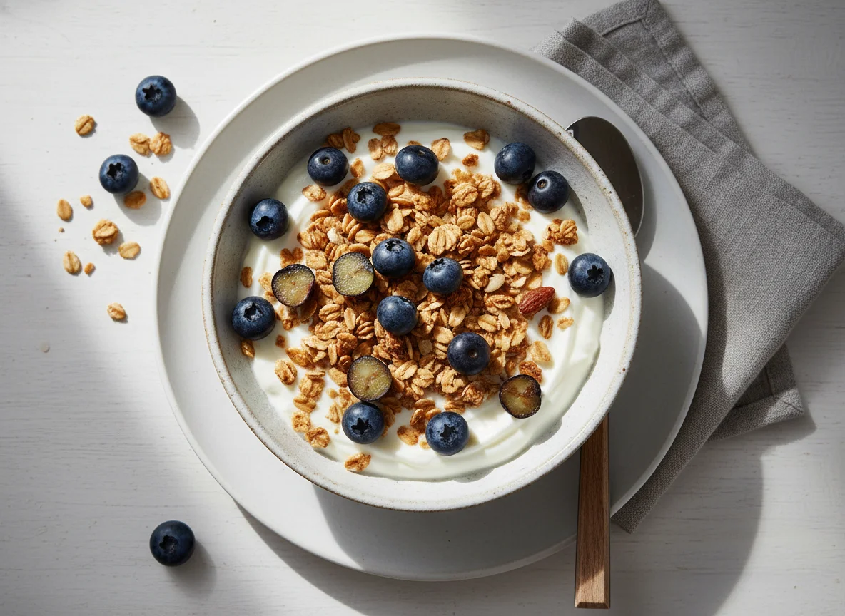 Yogurt with Blueberries and Granola photo