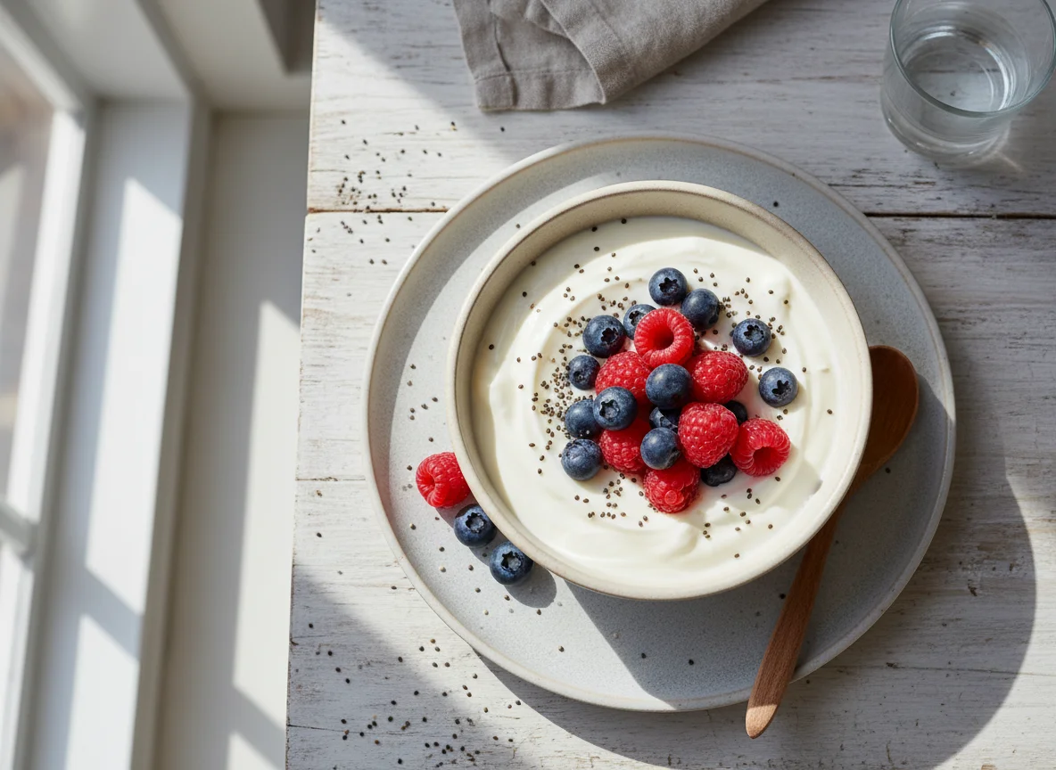 Yogurt with Chia Seeds and Berries photo