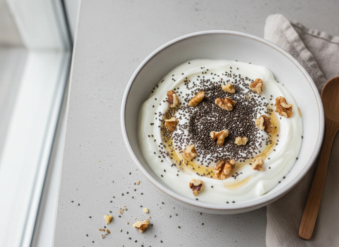 Yogurt with Chia Seeds and Nuts photo