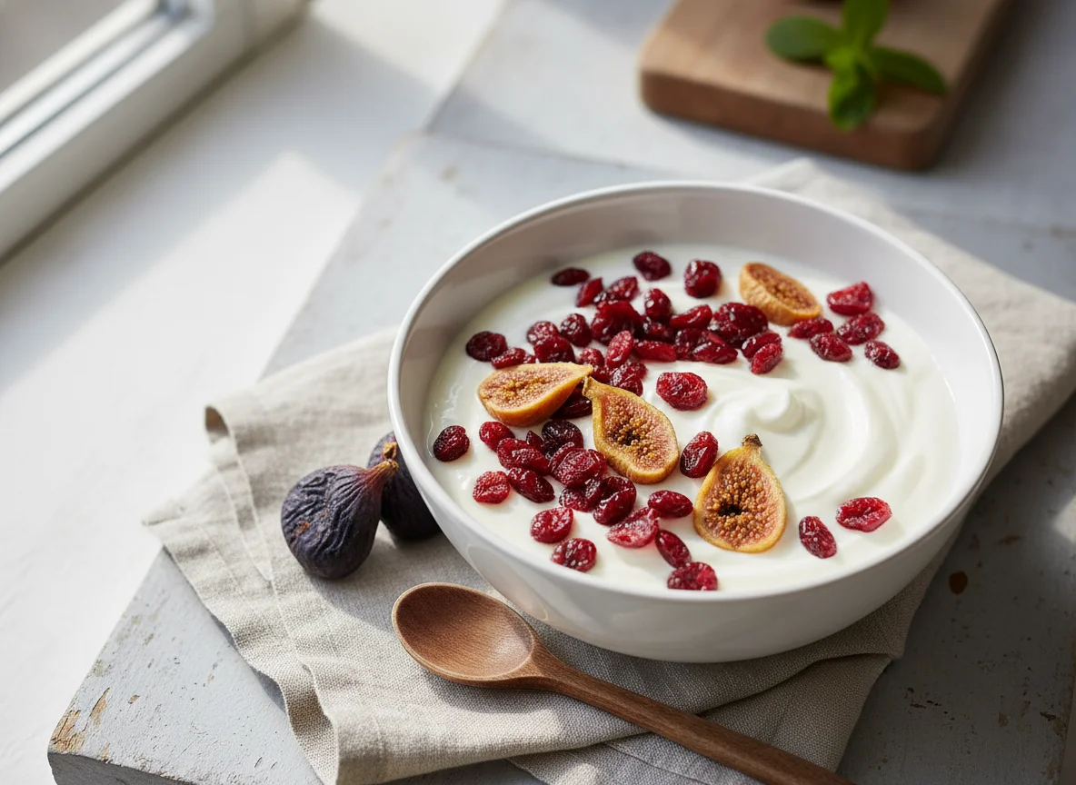 Yogurt with Cranberries and Dried Figs photo