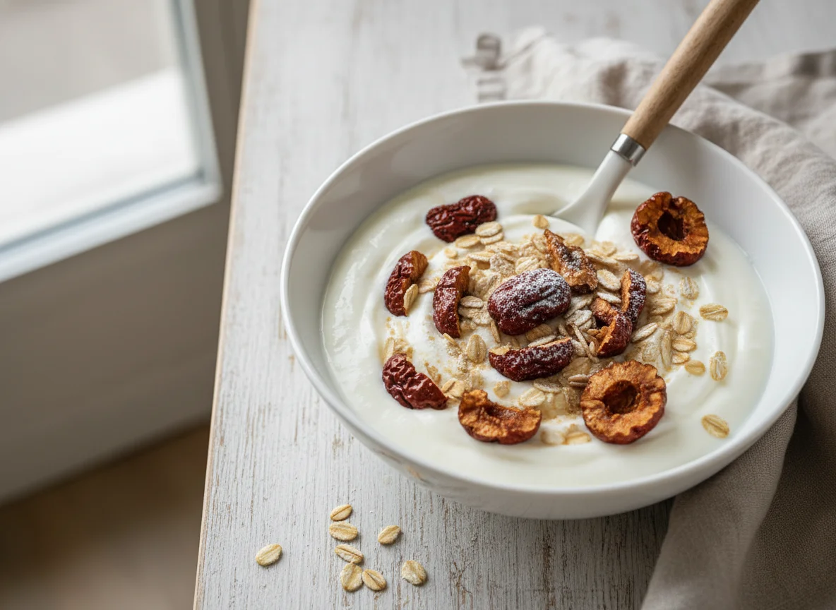 Yogurt with Dried Jujubes and Oats photo