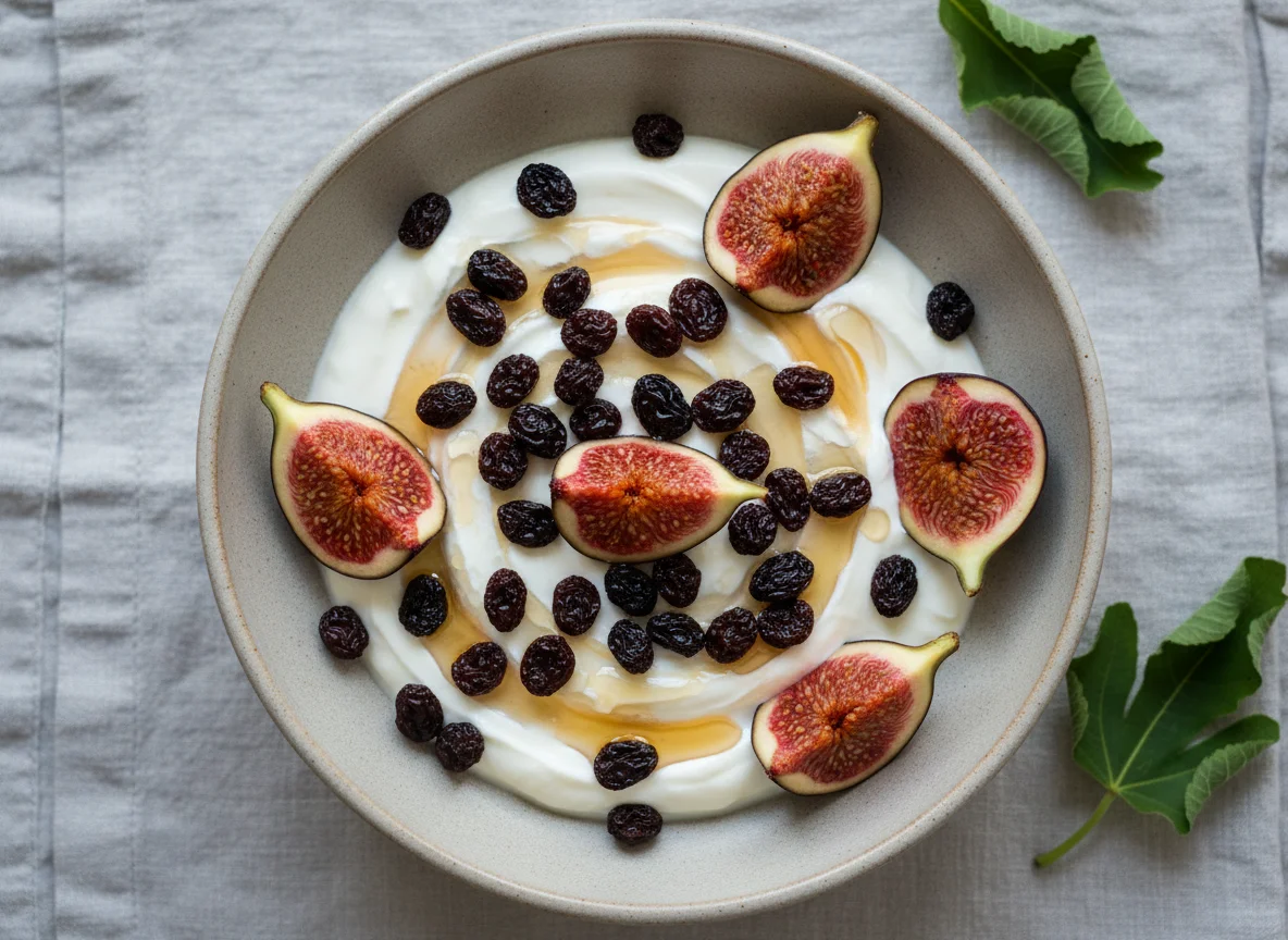 Yogurt with Figs and Raisins photo