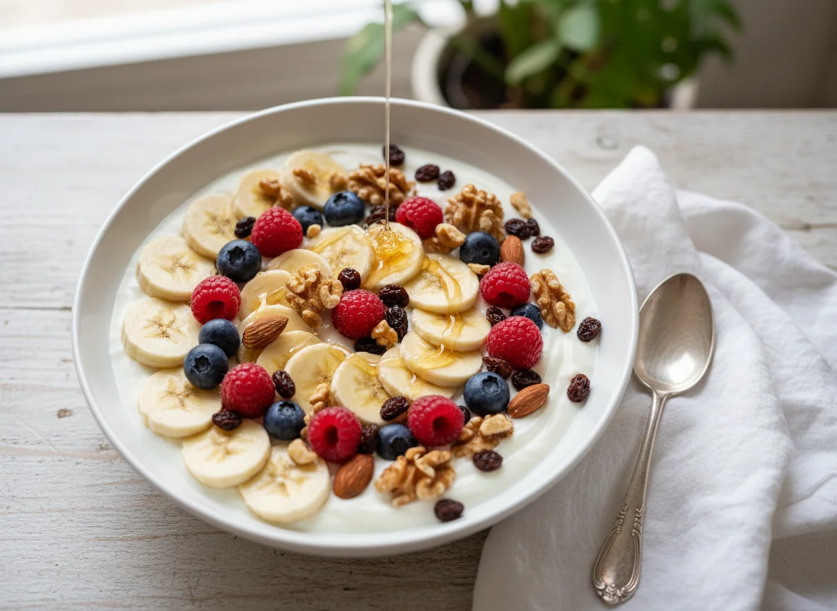 Yogurt with Fruits and Nuts photo