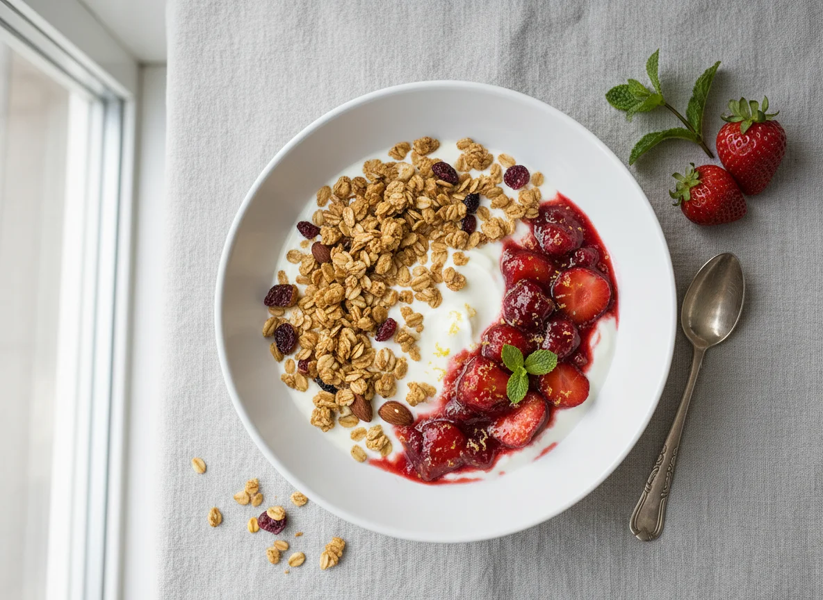 Yogurt with Granola and Fruit Compote photo