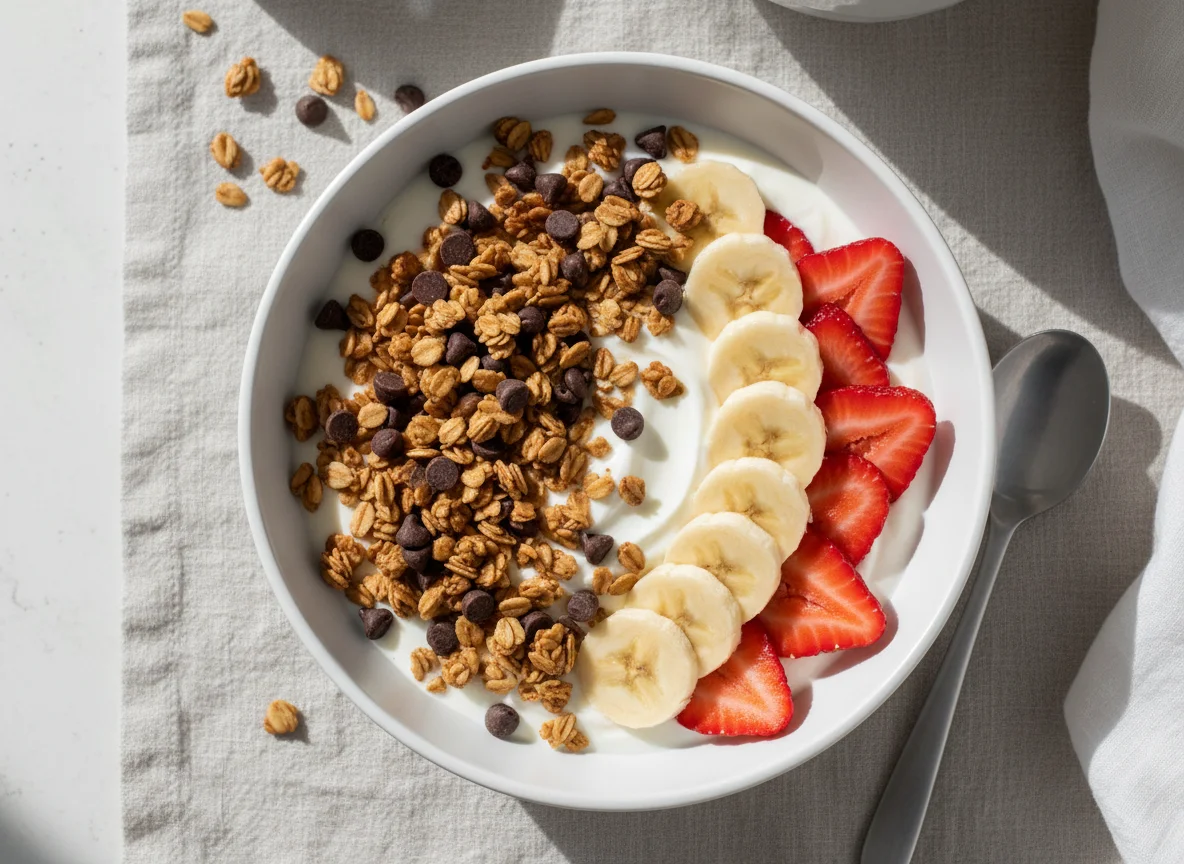 Yogurt with Granola and Fruits photo