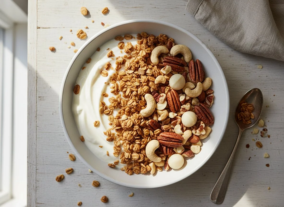 Yogurt with Granola and Mixed Nuts photo