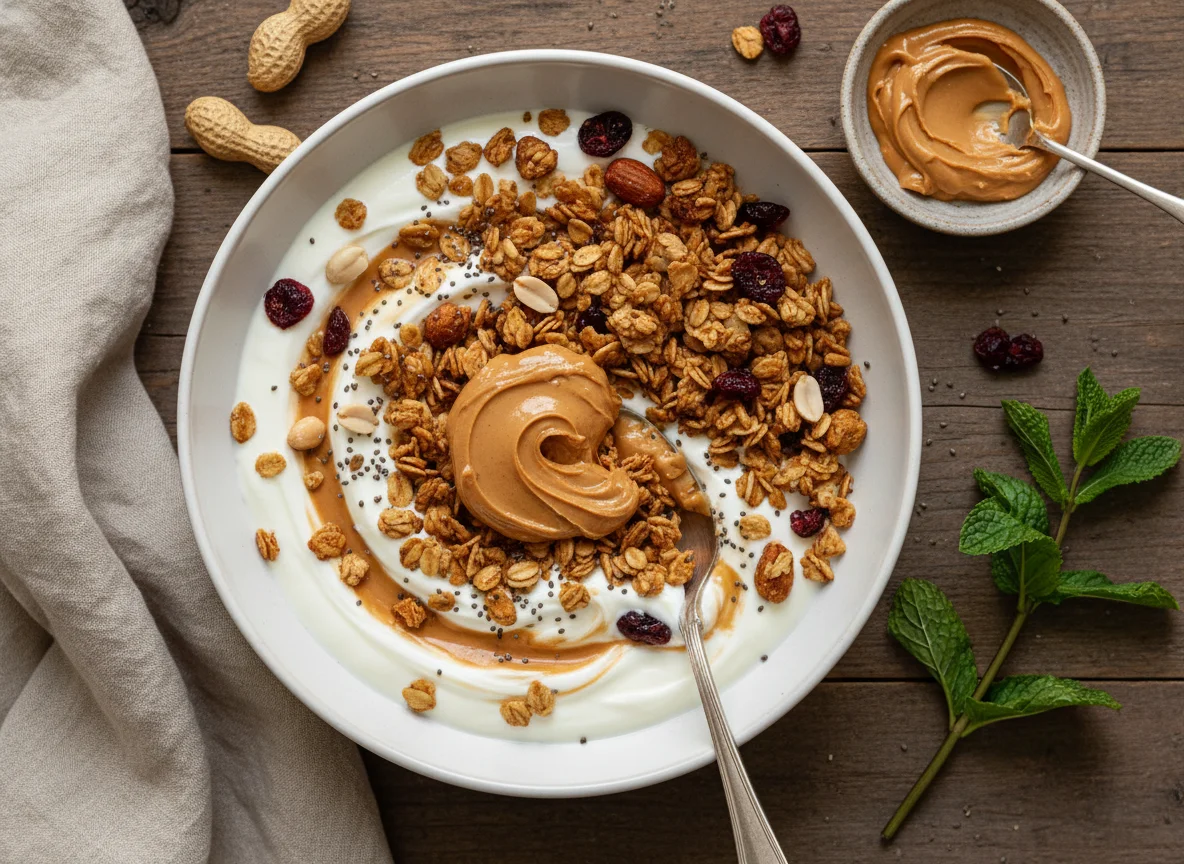 Yogurt with Granola and Nut Butter photo