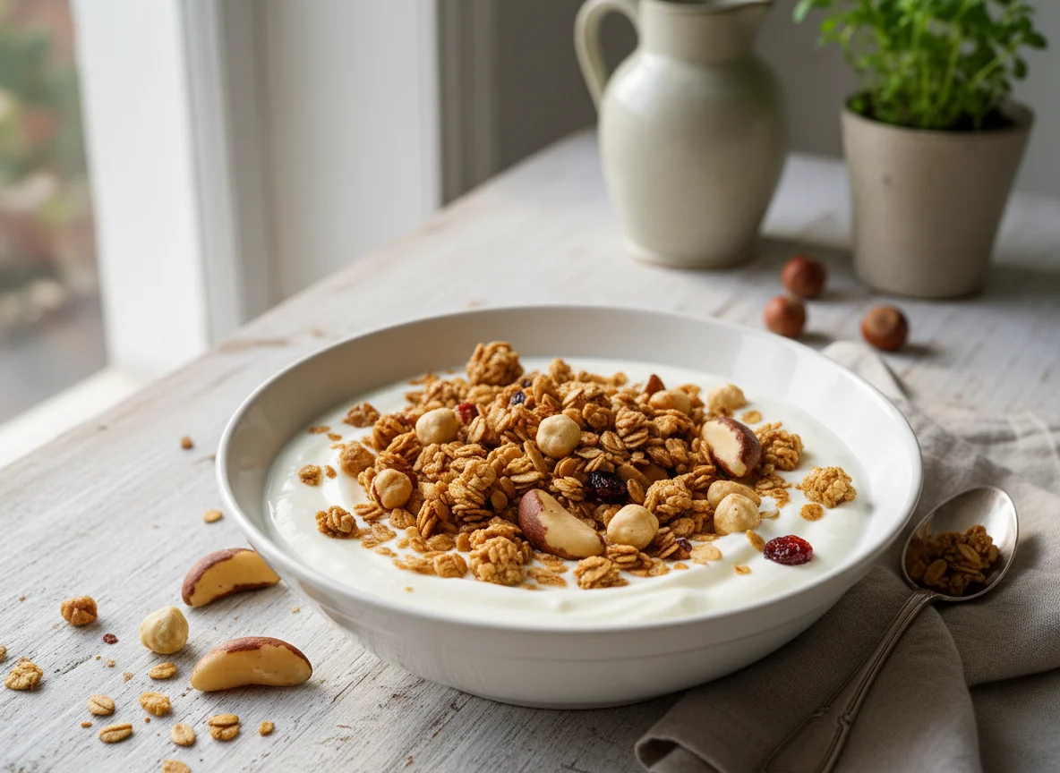 Yogurt with Granola and Nuts photo