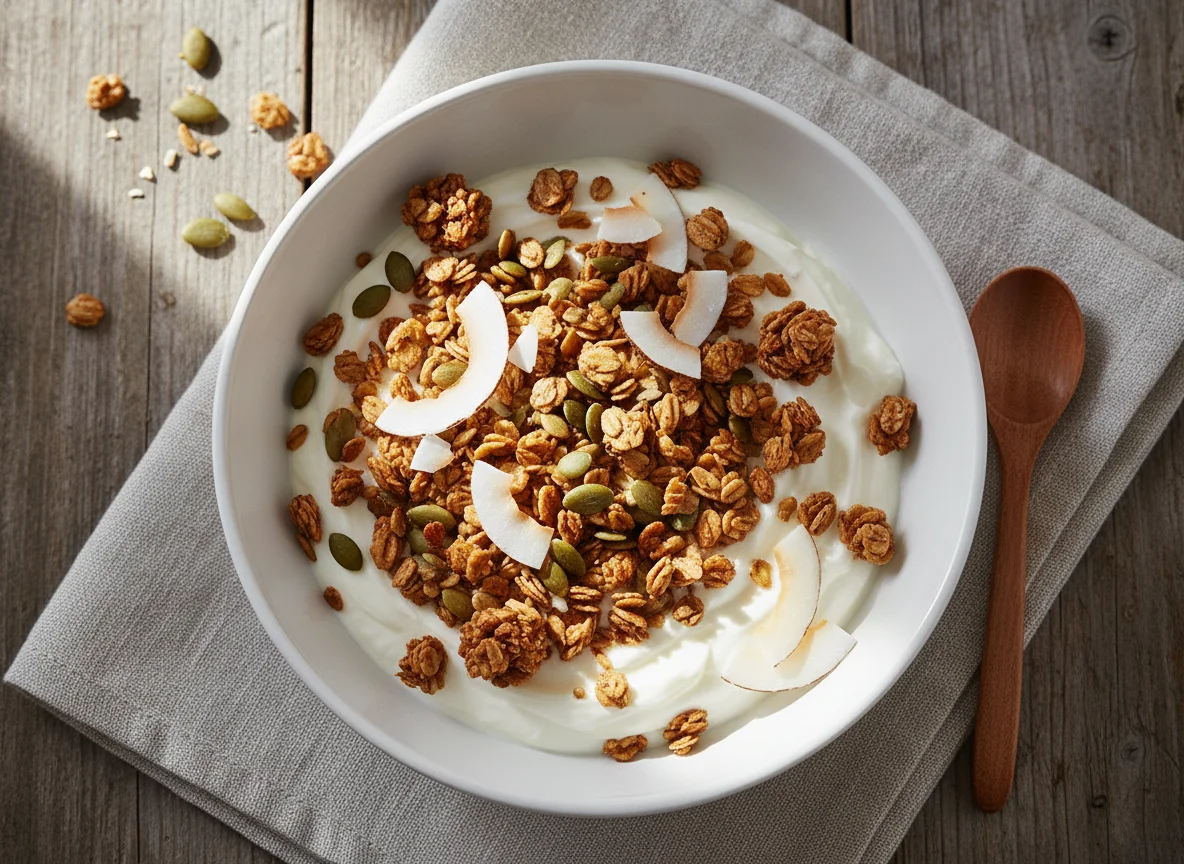 Yogurt with Granola and Seeds photo