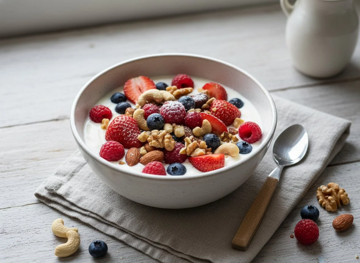 Yogurt with Mixed Berries and Nuts photo