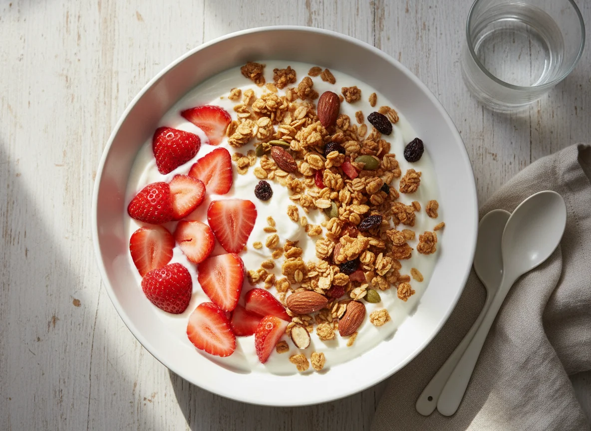 Yogurt with Strawberries and Granola photo