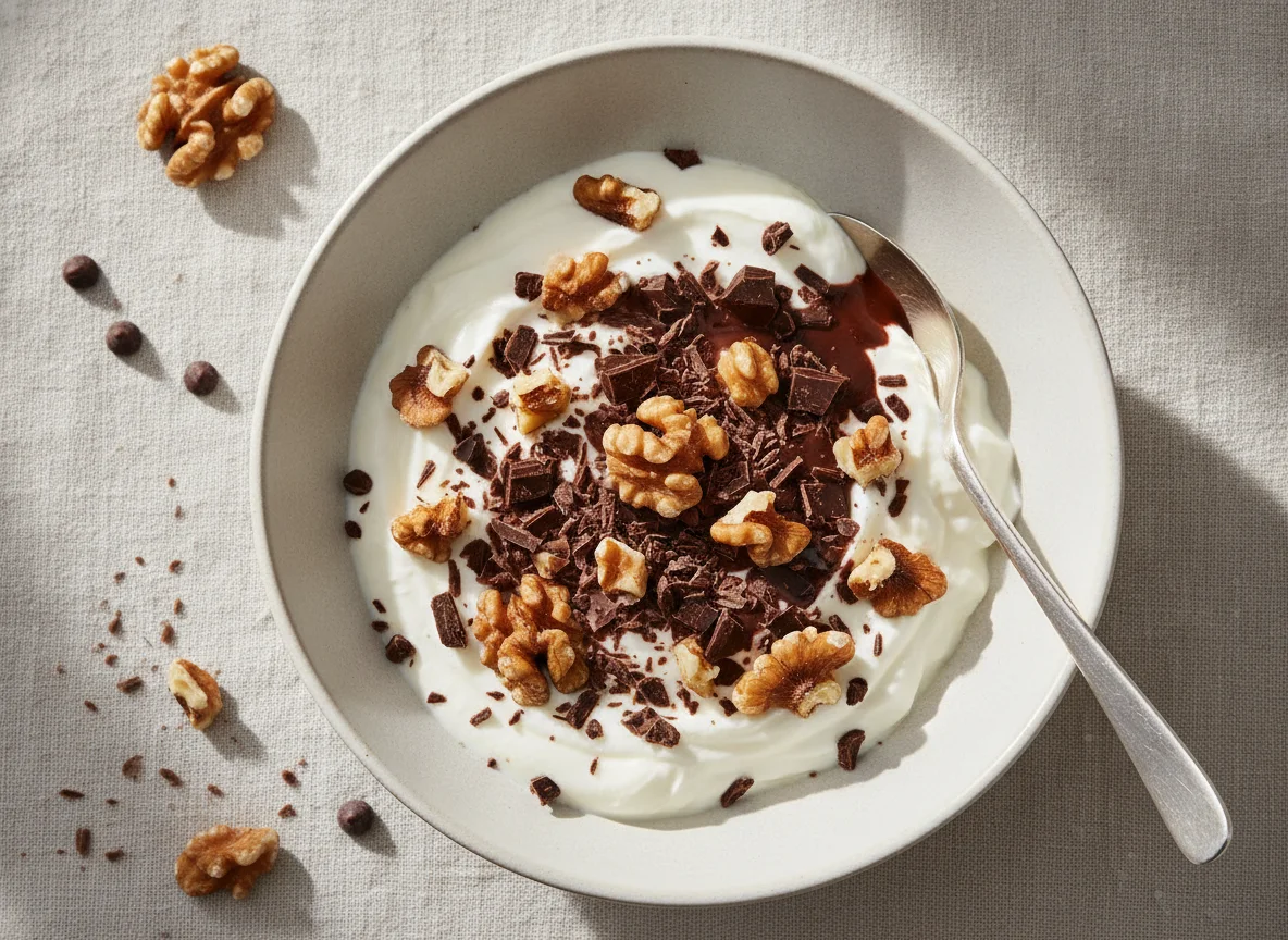 Yogurt with Walnuts and Chocolate photo