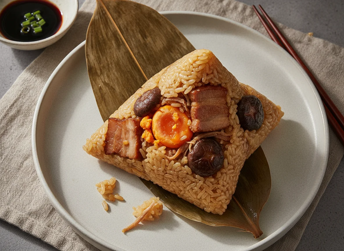 Zongzi (Sticky Rice Dumpling) with Pork and Salted Egg Yolk photo