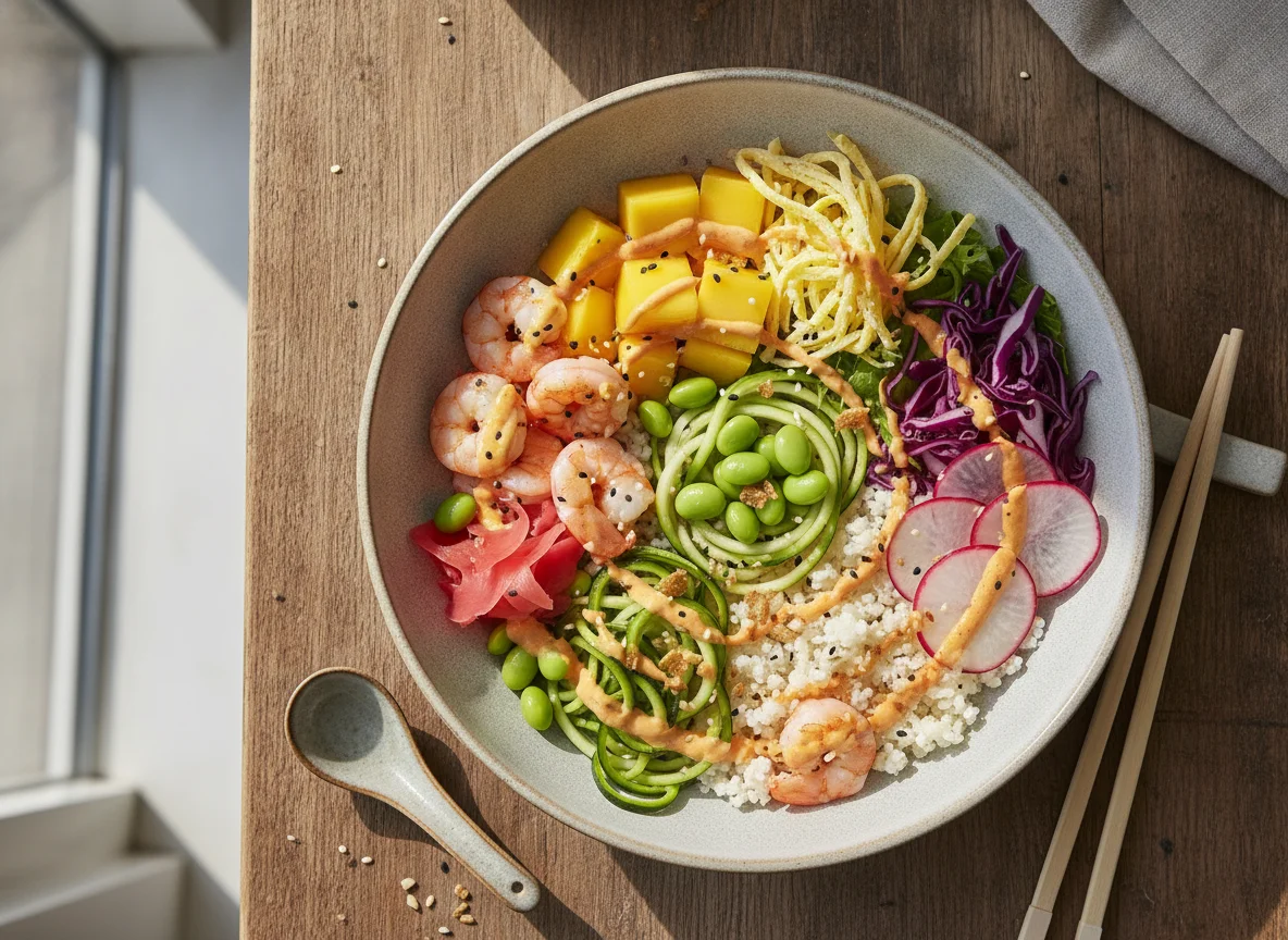 Zoodles and Cauliflower Rice Poke Bowl photo