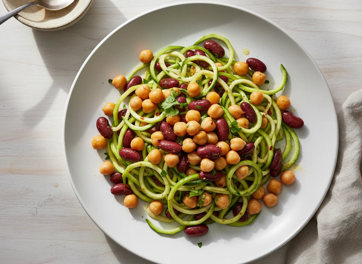 Zucchini Noodle Salad with Chickpeas and Kidney Beans photo