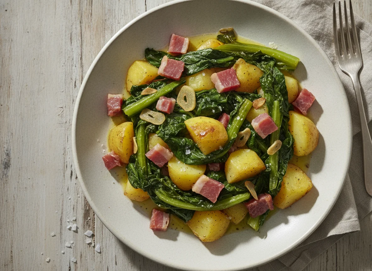 Acelgas con patatas y jamón photo