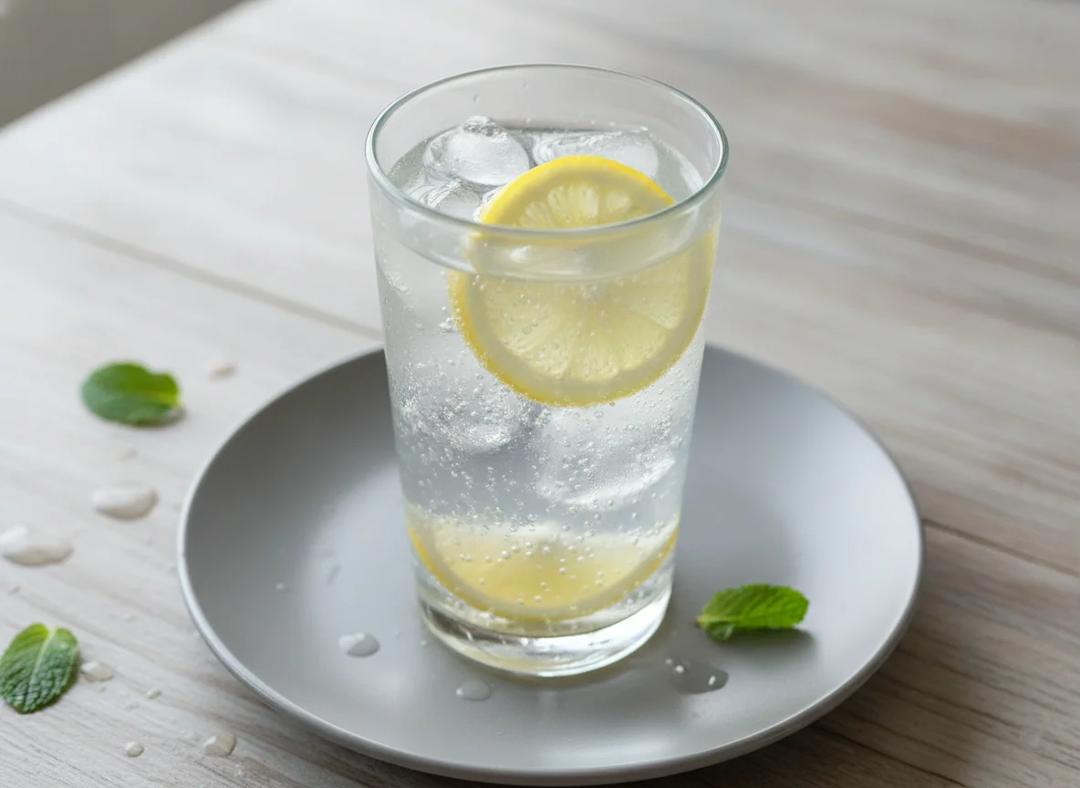 Agua con gas y limón photo