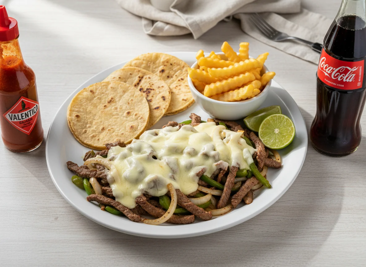 Alambre de res con queso y tacos photo