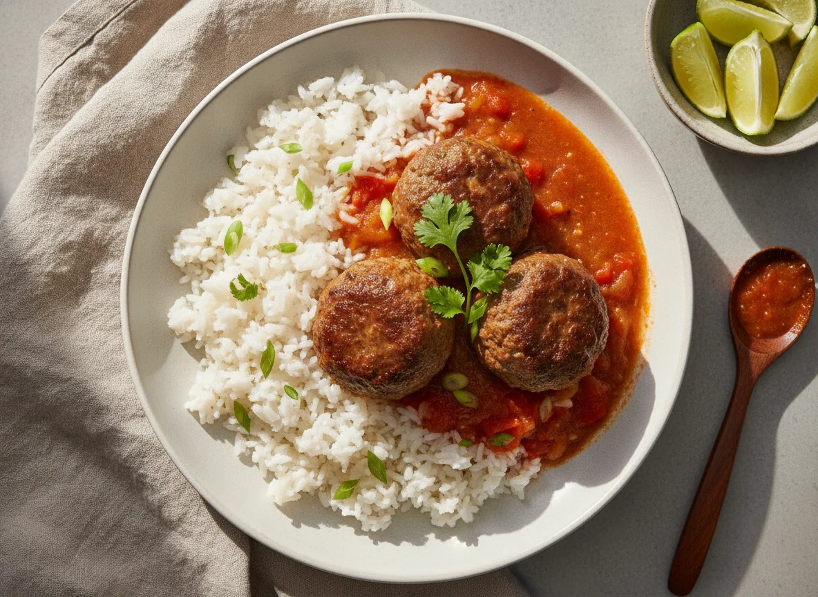 Albóndigas con arroz photo