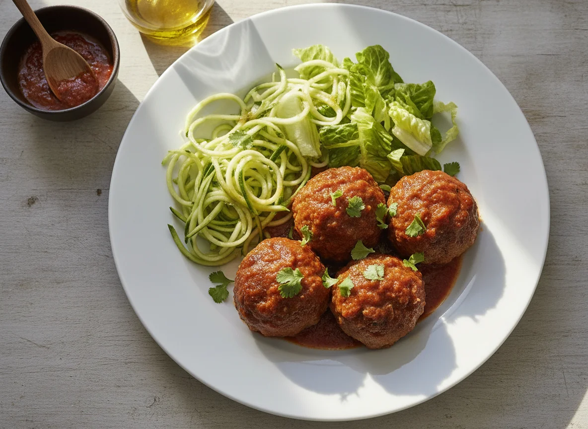 Albóndigas con ensalada de calabacín photo