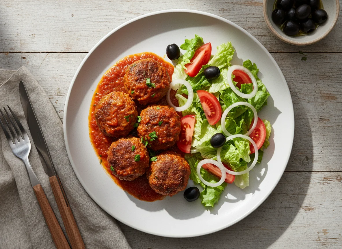 Albóndigas con ensalada photo
