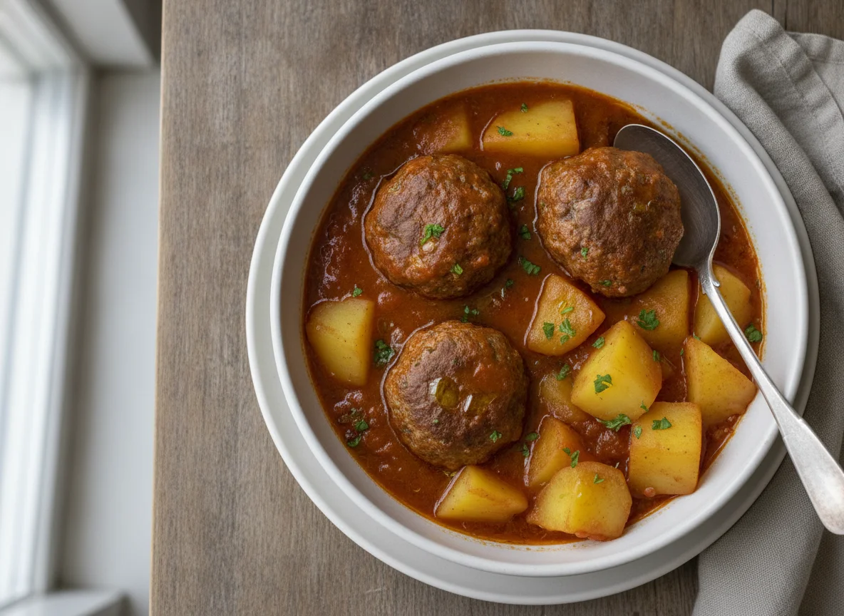 Albóndigas con patatas en salsa photo