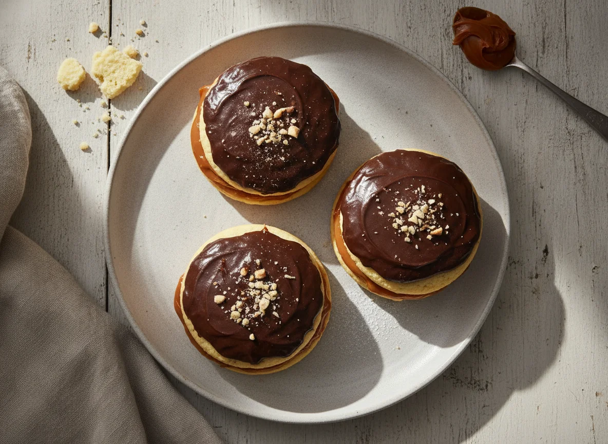 Alfajor de maicena con chocolate photo