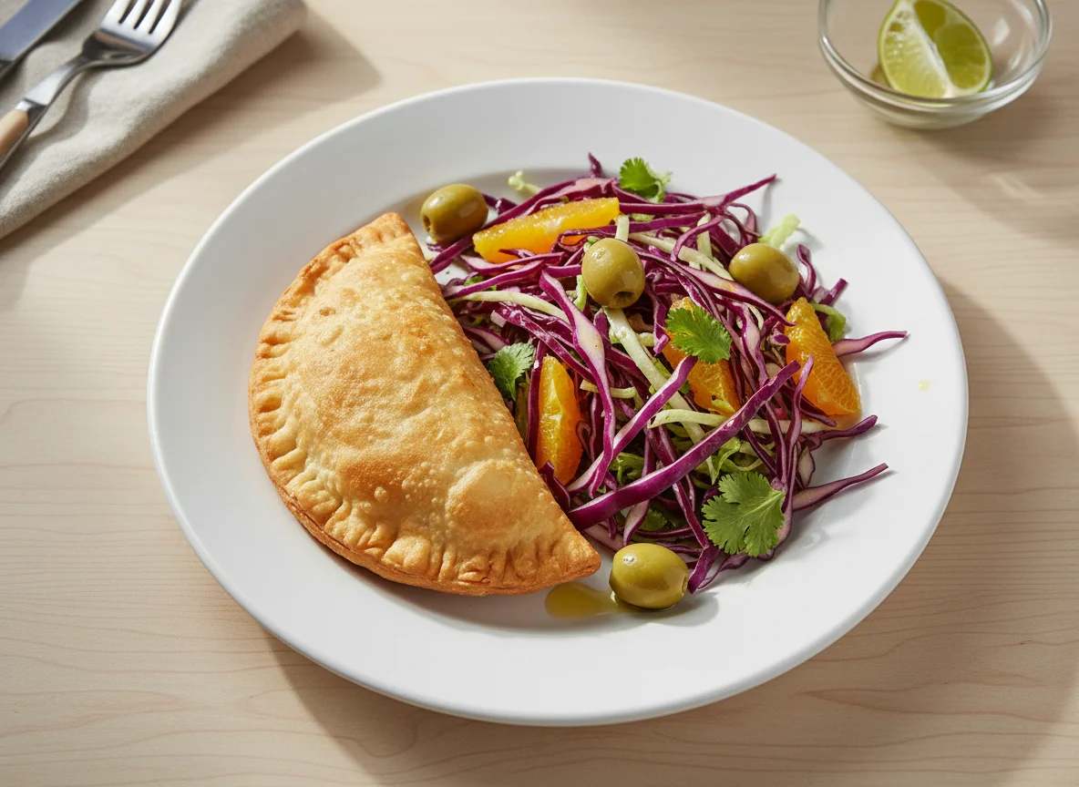 Almuerzo con empanada y ensalada photo