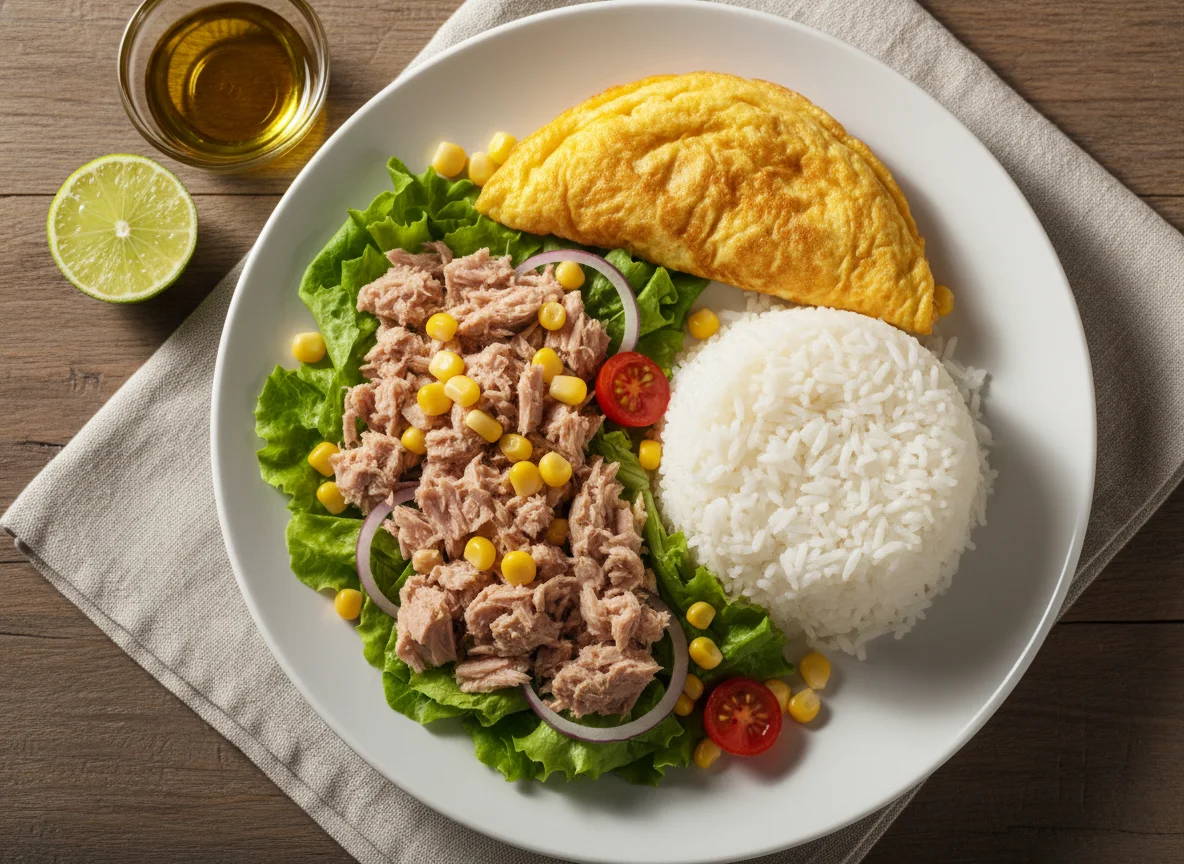 Almuerzo con ensalada y atún photo