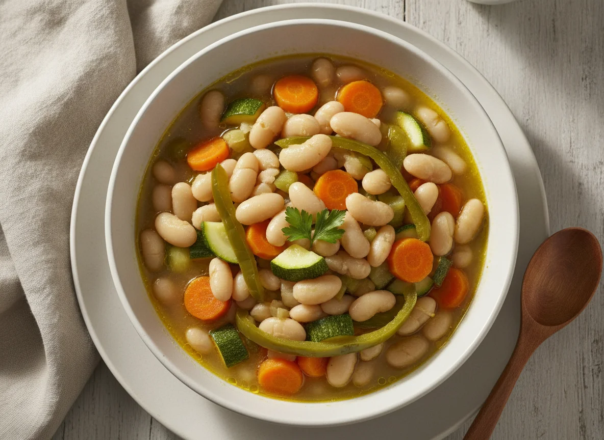 Alubias blancas con verduras photo