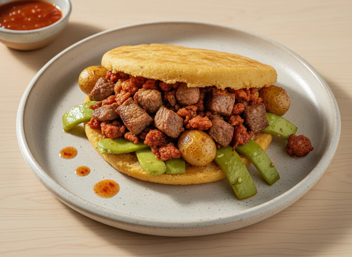 Antojito con carne y chorizo photo