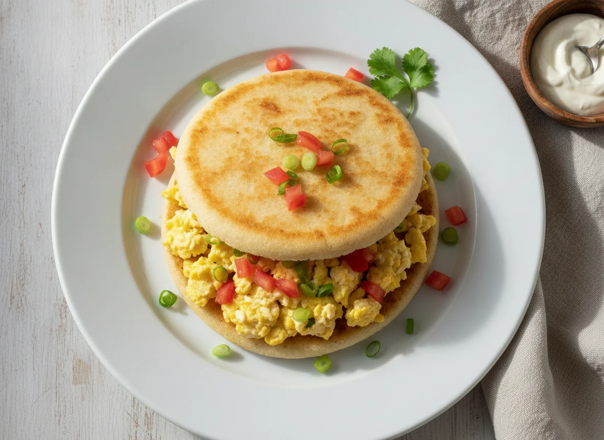 Arepa con huevos pericos photo