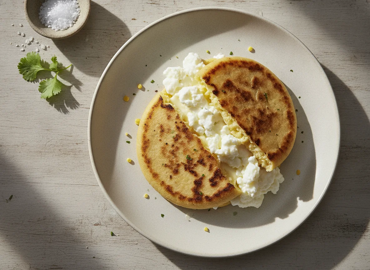 Arepa con queso y claras de huevo photo