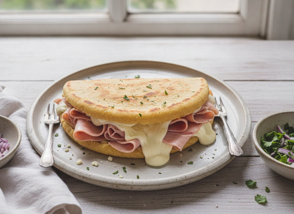Arepa de jamón y queso photo