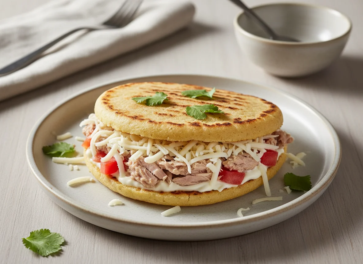 Arepa rellena de atún y queso photo