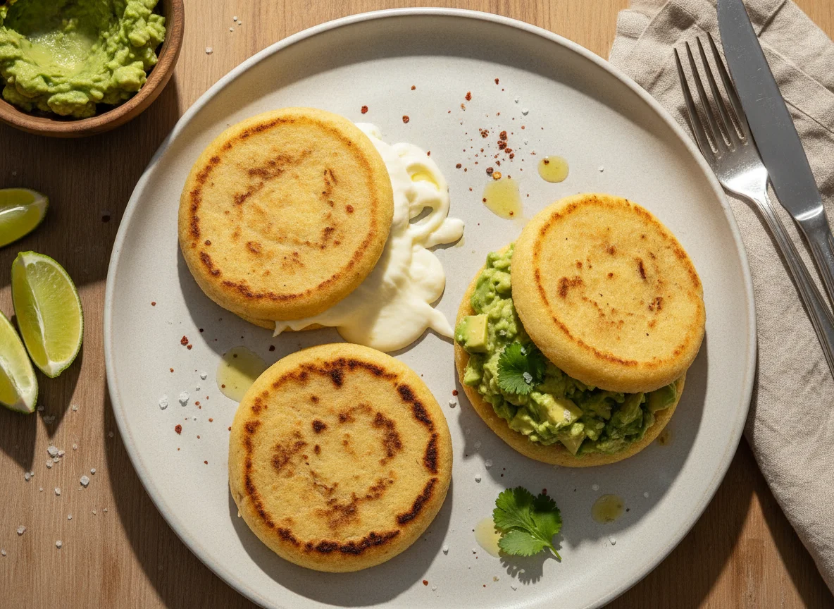Arepas con queso y palta photo