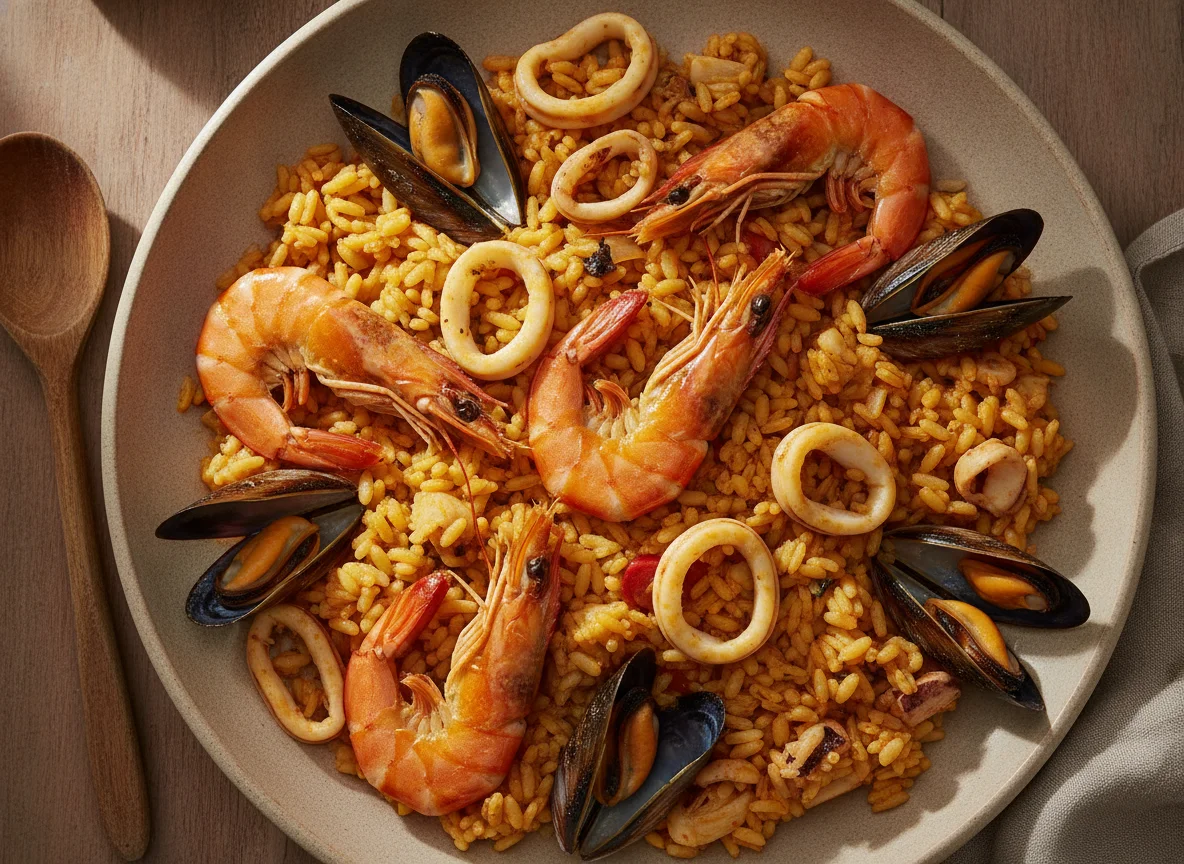 Arroz a banda con marisco photo