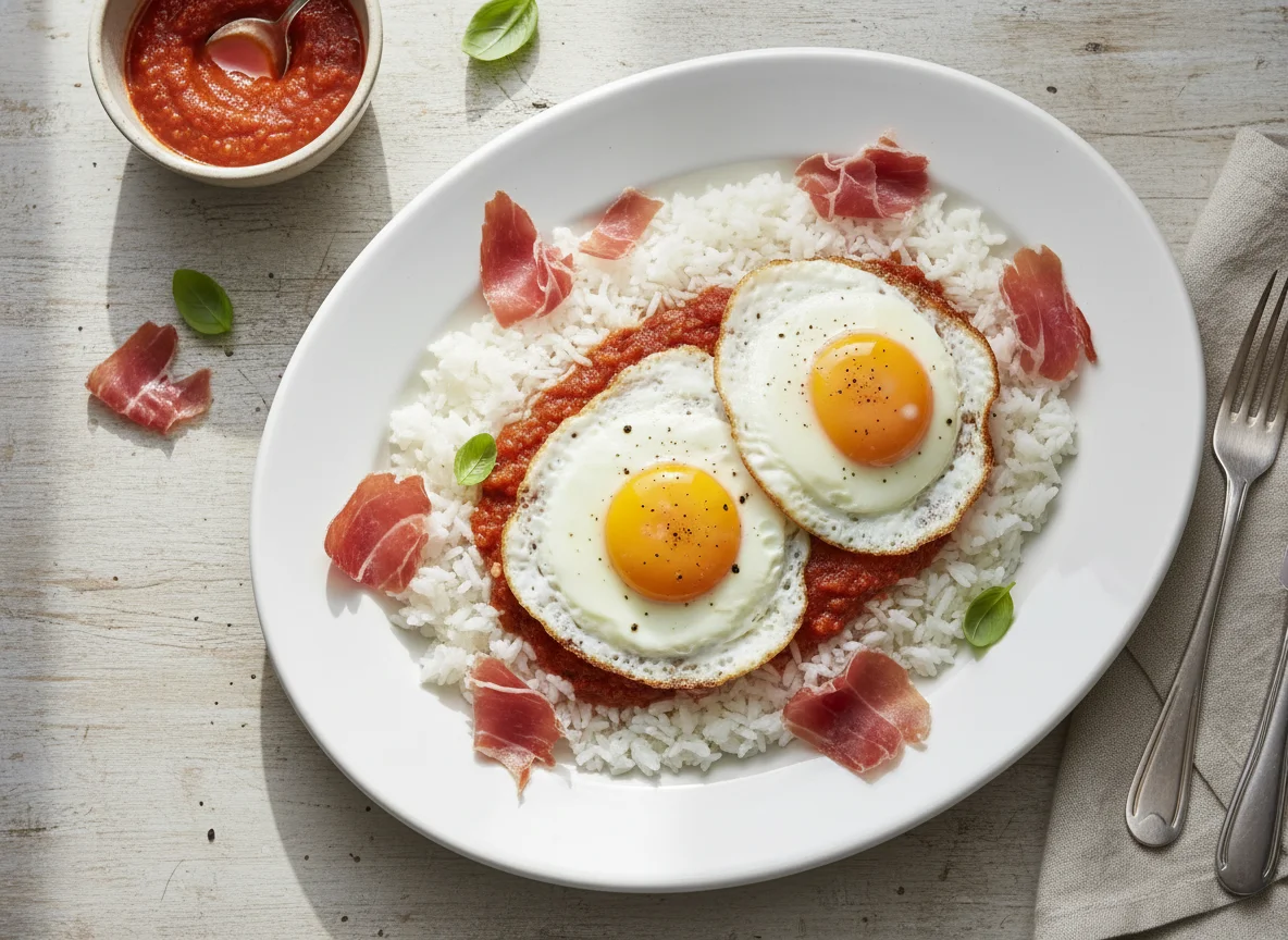 Arroz a la cubana con huevo frito photo