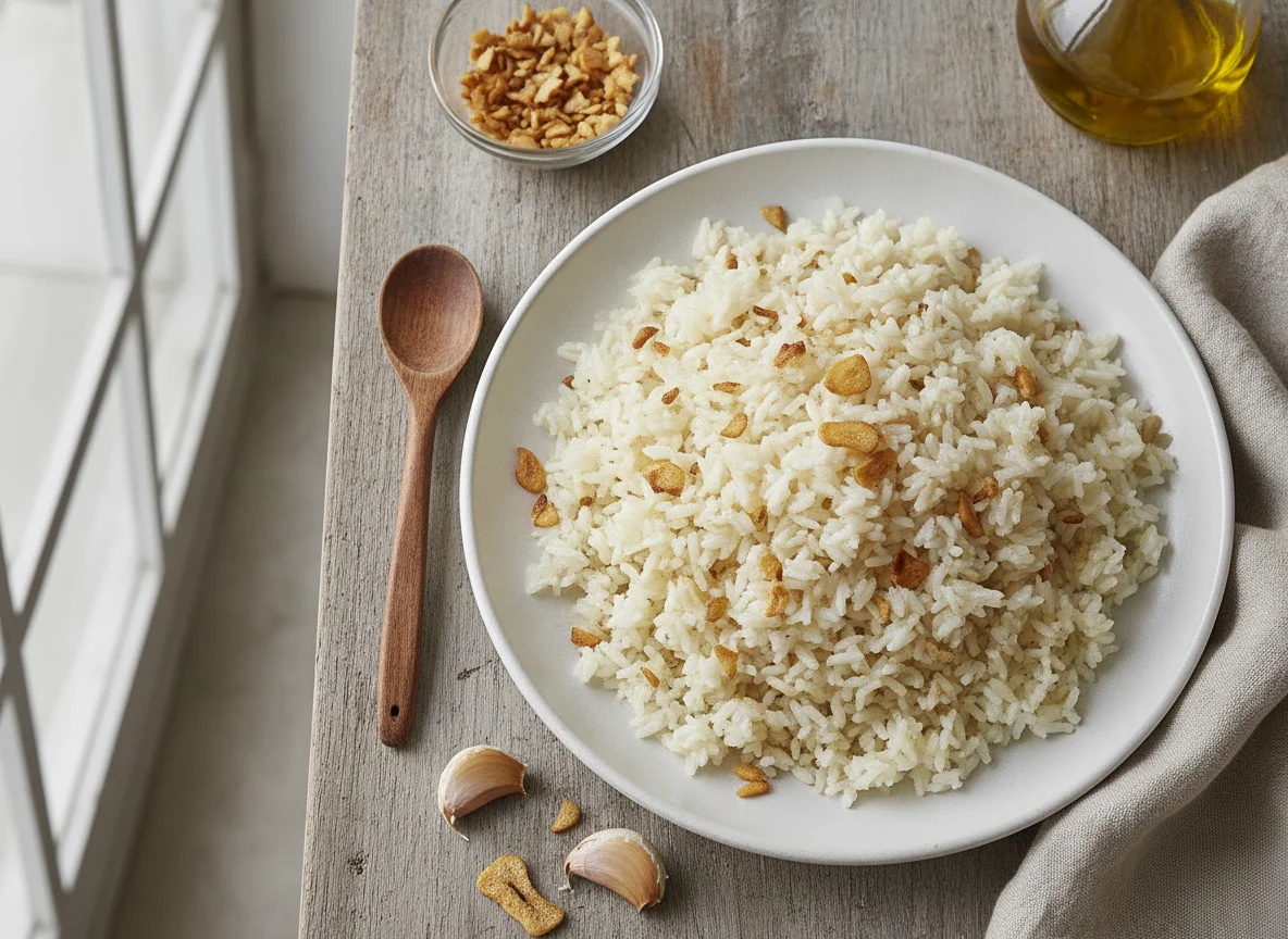 Arroz blanco con ajo photo