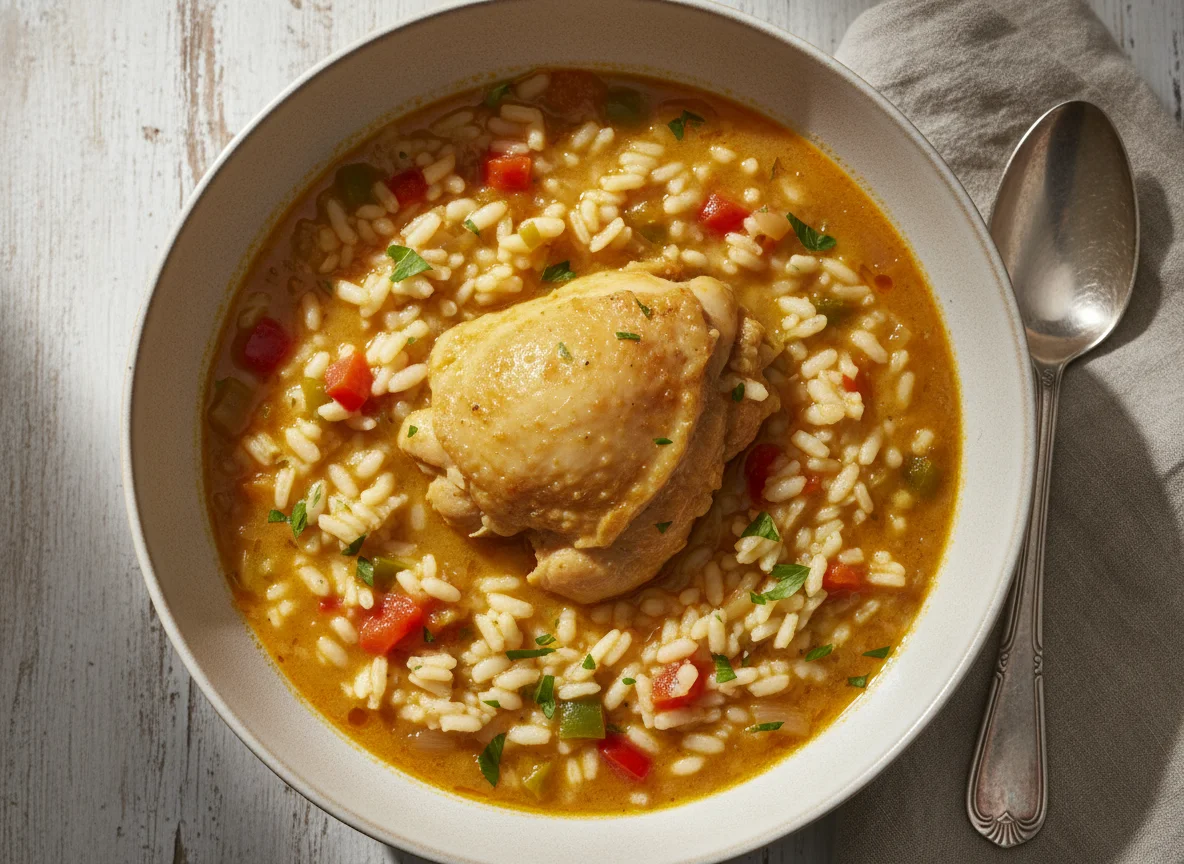 Arroz caldoso con pollo photo